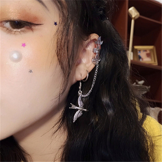 1PC European Style Fashion Vintage Long Chain Cross Zipper Drop Earrings for Men and Women Party Punk Jewelry Gift Brincos