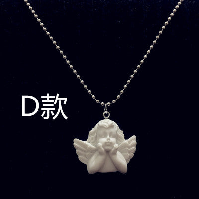 Cute Cupid Angel Pendant Stainless Steel Necklace, Long Chain Baby Shaped Jewelry Sweetheart for Women Man Friendship Girl Gifts