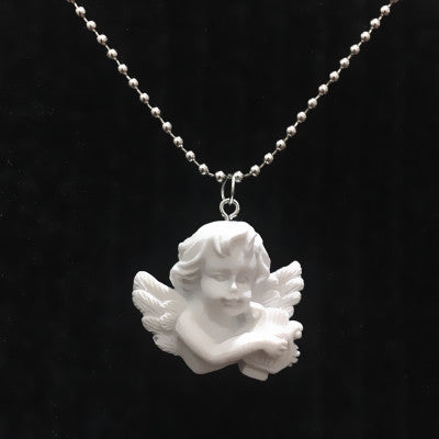 Cute Cupid Angel Pendant Stainless Steel Necklace, Long Chain Baby Shaped Jewelry Sweetheart for Women Man Friendship Girl Gifts