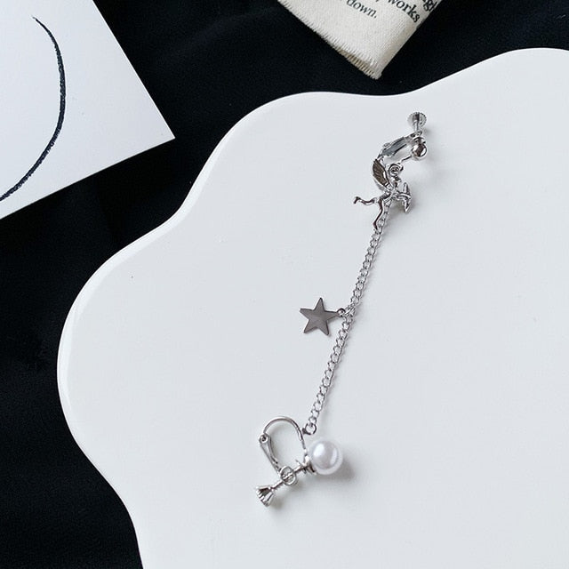1PC European Style Fashion Vintage Long Chain Cross Zipper Drop Earrings for Men and Women Party Punk Jewelry Gift Brincos