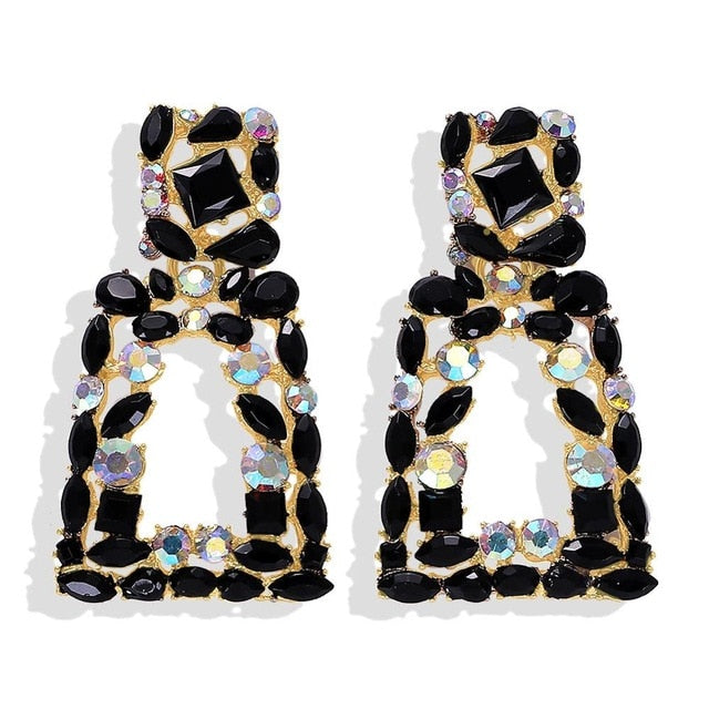 Miwens Za 2019 All Black Color Metal Crystal Acrylic Drop Earrings Lady Girls Handmade Party Statement Jewelry Accessories A568