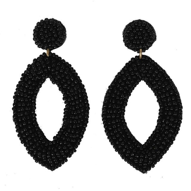 Miwens Za 2019 All Black Color Metal Crystal Acrylic Drop Earrings Lady Girls Handmade Party Statement Jewelry Accessories A568