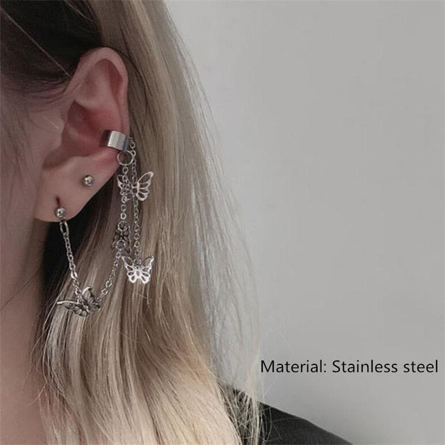 1PC European Style Fashion Vintage Long Chain Cross Zipper Drop Earrings for Men and Women Party Punk Jewelry Gift Brincos