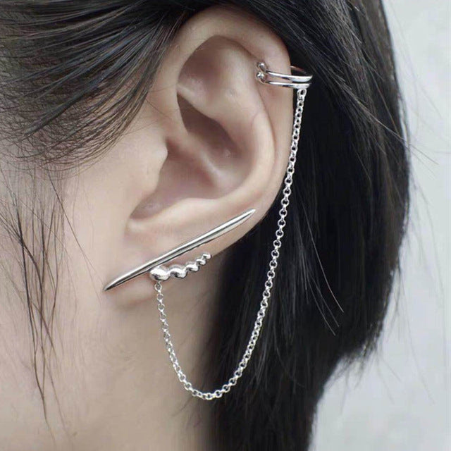 1PC European Style Fashion Vintage Long Chain Cross Zipper Drop Earrings for Men and Women Party Punk Jewelry Gift Brincos