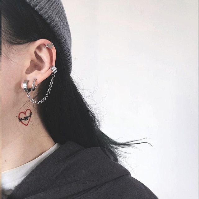 1PC European Style Fashion Vintage Long Chain Cross Zipper Drop Earrings for Men and Women Party Punk Jewelry Gift Brincos