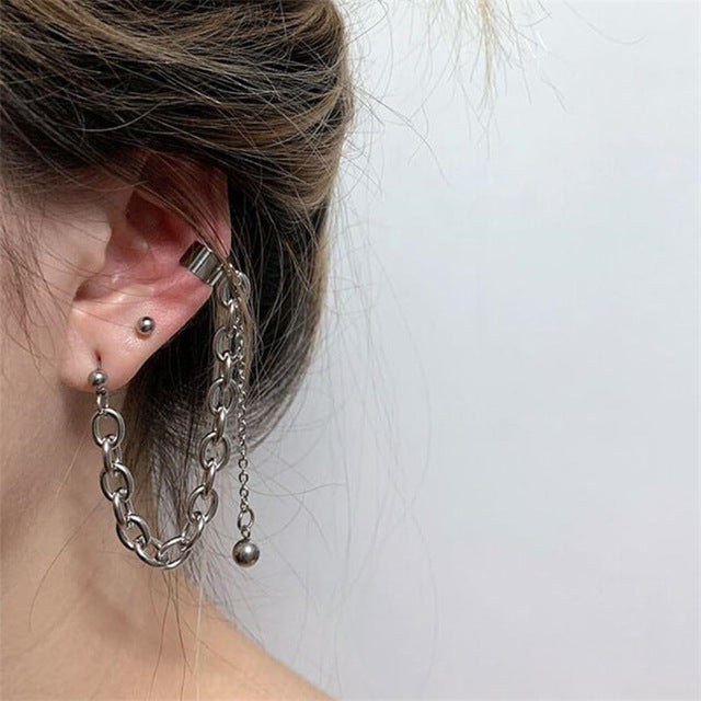 1PC European Style Fashion Vintage Long Chain Cross Zipper Drop Earrings for Men and Women Party Punk Jewelry Gift Brincos