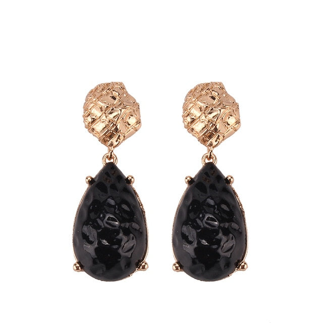 Miwens Za 2019 All Black Color Metal Crystal Acrylic Drop Earrings Lady Girls Handmade Party Statement Jewelry Accessories A568