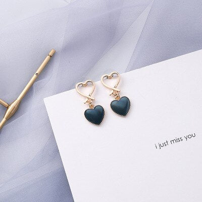 AOMU Korean Blue Geometric Acrylic Irregular Hollow Circle Square Dangle Drop Earrings for Women Metal Bump Party Beach Jewelry