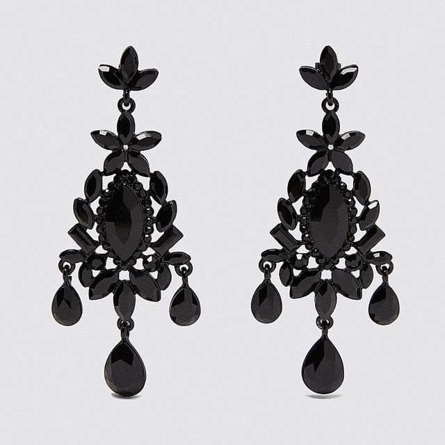 Miwens Za 2019 All Black Color Metal Crystal Acrylic Drop Earrings Lady Girls Handmade Party Statement Jewelry Accessories A568