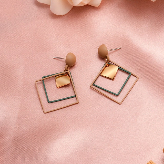 X&P New Fashion Round Dangle Drop Korean Earrings For Women Geometric Round Heart Gold Earring Wedding 2019 kolczyki Jewelry