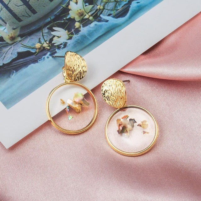 X&P New Fashion Round Dangle Drop Korean Earrings For Women Geometric Round Heart Gold Earring Wedding 2019 kolczyki Jewelry