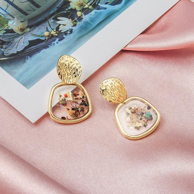 X&P New Fashion Round Dangle Drop Korean Earrings For Women Geometric Round Heart Gold Earring Wedding 2019 kolczyki Jewelry