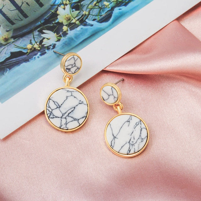 X&P New Fashion Round Dangle Drop Korean Earrings For Women Geometric Round Heart Gold Earring Wedding 2019 kolczyki Jewelry