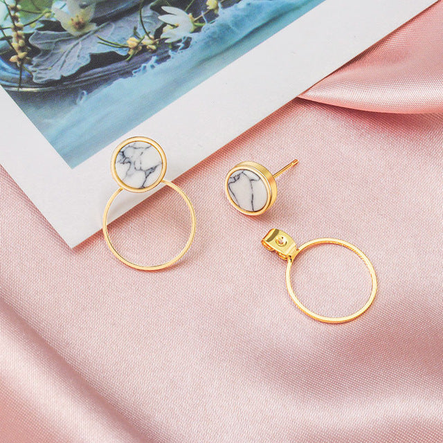 X&P New Fashion Round Dangle Drop Korean Earrings For Women Geometric Round Heart Gold Earring Wedding 2019 kolczyki Jewelry
