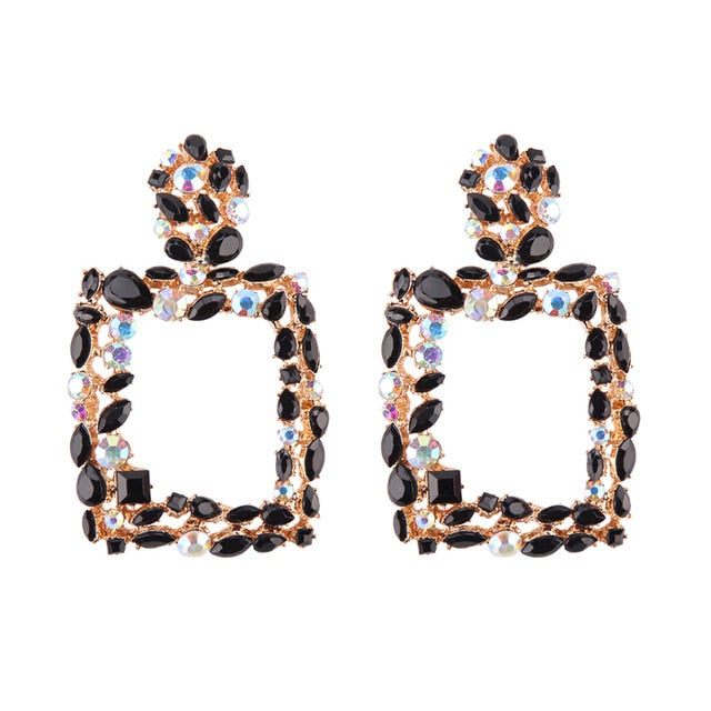 Miwens Za 2019 All Black Color Metal Crystal Acrylic Drop Earrings Lady Girls Handmade Party Statement Jewelry Accessories A568