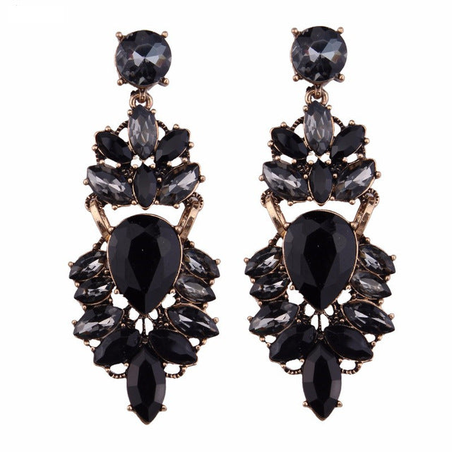 Miwens Za 2019 All Black Color Metal Crystal Acrylic Drop Earrings Lady Girls Handmade Party Statement Jewelry Accessories A568