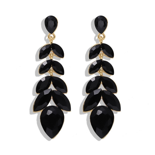Miwens Za 2019 All Black Color Metal Crystal Acrylic Drop Earrings Lady Girls Handmade Party Statement Jewelry Accessories A568