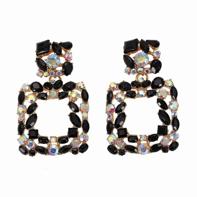 Miwens Za 2019 All Black Color Metal Crystal Acrylic Drop Earrings Lady Girls Handmade Party Statement Jewelry Accessories A568