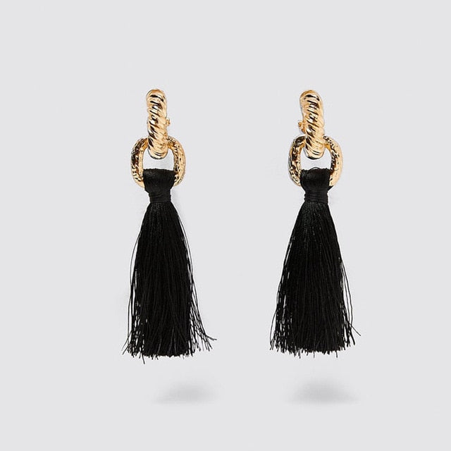 Miwens Za 2019 All Black Color Metal Crystal Acrylic Drop Earrings Lady Girls Handmade Party Statement Jewelry Accessories A568
