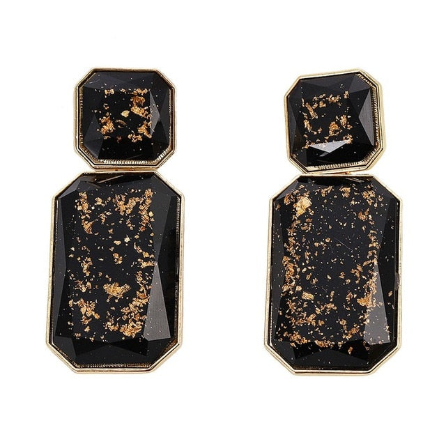 Miwens Za 2019 All Black Color Metal Crystal Acrylic Drop Earrings Lady Girls Handmade Party Statement Jewelry Accessories A568