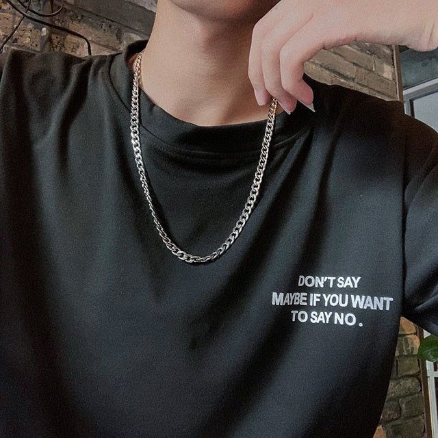 HUANZHI 2019 New Personality Cross Square Metal Multilayer Hip hop Long Chain Cool Simple Necklace For Women men Jewelry Gifts