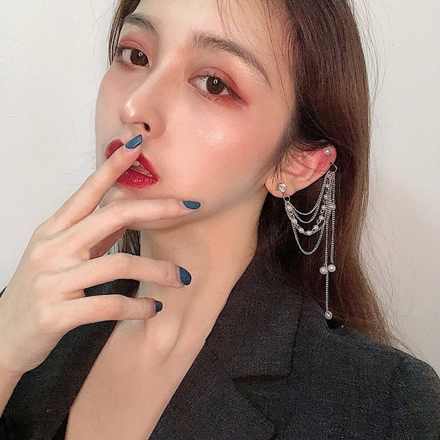 1PC European Style Fashion Vintage Long Chain Cross Zipper Drop Earrings for Men and Women Party Punk Jewelry Gift Brincos
