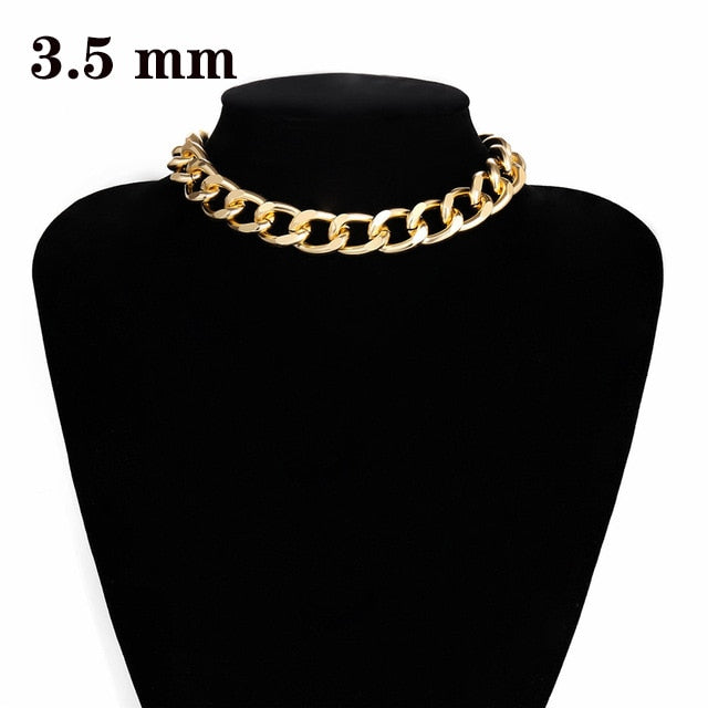 Ingemark Punk Miami Cuban Choker Necklace Collar Statement Hip Hop Big Chunky Aluminum Golden Thick Chain Necklace Women Jewelry