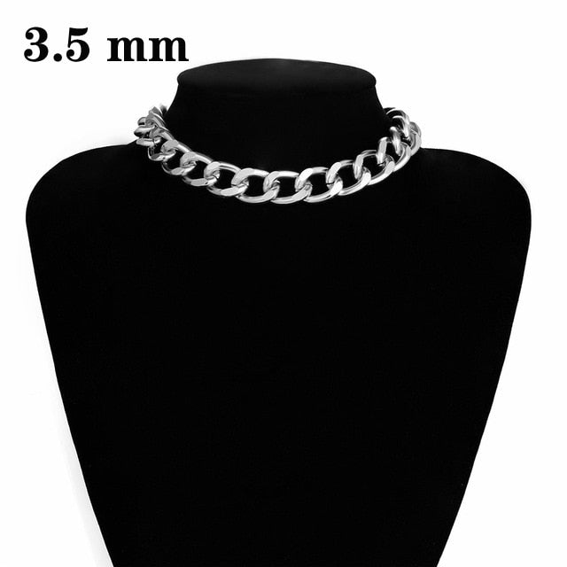 Ingemark Punk Miami Cuban Choker Necklace Collar Statement Hip Hop Big Chunky Aluminum Golden Thick Chain Necklace Women Jewelry