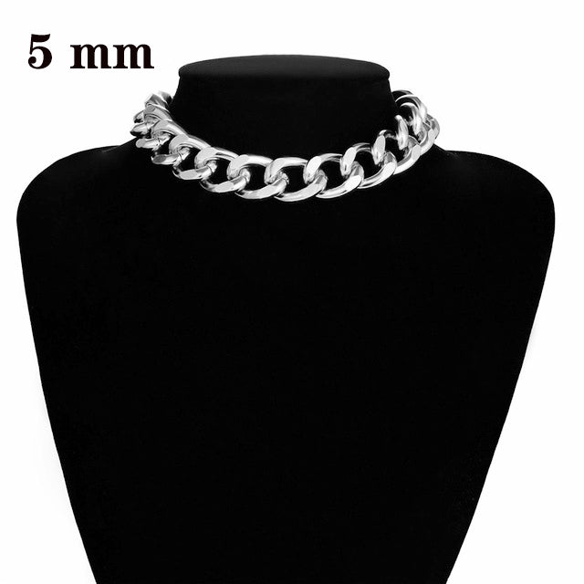 Ingemark Punk Miami Cuban Choker Necklace Collar Statement Hip Hop Big Chunky Aluminum Golden Thick Chain Necklace Women Jewelry
