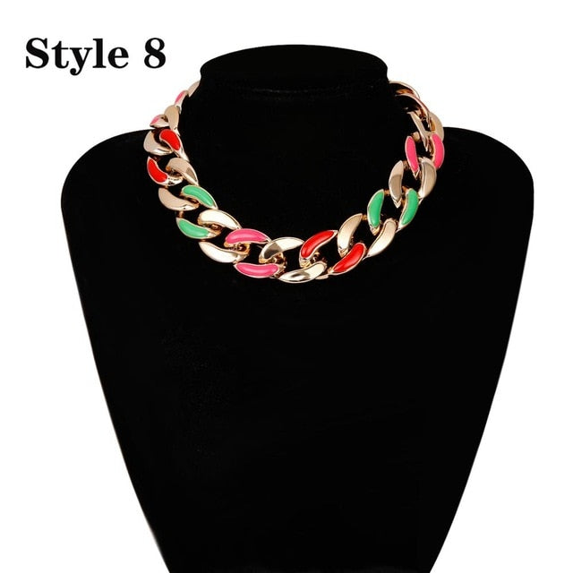 Ingemark Punk Miami Cuban Choker Necklace Collar Statement Hip Hop Big Chunky Aluminum Golden Thick Chain Necklace Women Jewelry
