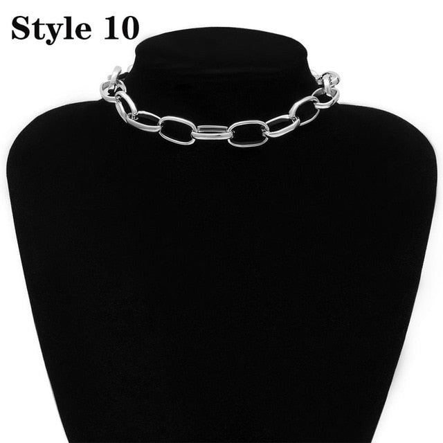 Ingemark Punk Miami Cuban Choker Necklace Collar Statement Hip Hop Big Chunky Aluminum Golden Thick Chain Necklace Women Jewelry