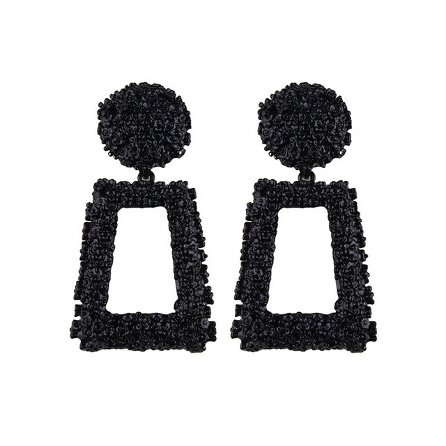Miwens Za 2019 All Black Color Metal Crystal Acrylic Drop Earrings Lady Girls Handmade Party Statement Jewelry Accessories A568