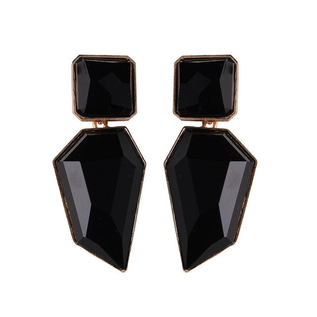 Miwens Za 2019 All Black Color Metal Crystal Acrylic Drop Earrings Lady Girls Handmade Party Statement Jewelry Accessories A568