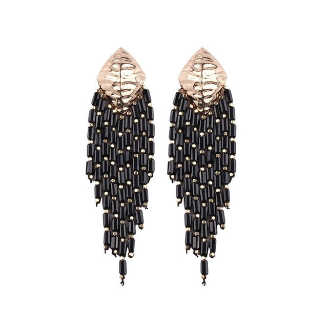 Miwens Za 2019 All Black Color Metal Crystal Acrylic Drop Earrings Lady Girls Handmade Party Statement Jewelry Accessories A568