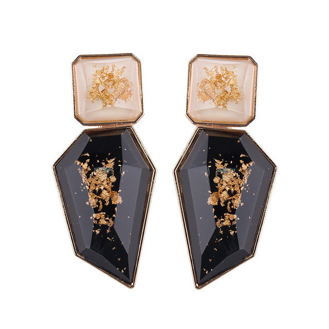 Miwens Za 2019 All Black Color Metal Crystal Acrylic Drop Earrings Lady Girls Handmade Party Statement Jewelry Accessories A568