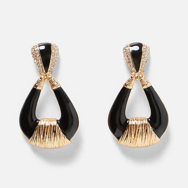 Miwens Za 2019 All Black Color Metal Crystal Acrylic Drop Earrings Lady Girls Handmade Party Statement Jewelry Accessories A568