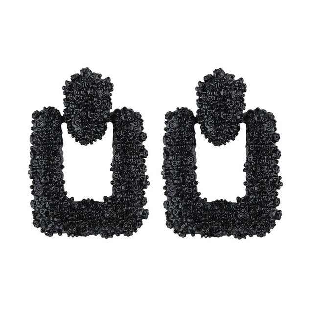 Miwens Za 2019 All Black Color Metal Crystal Acrylic Drop Earrings Lady Girls Handmade Party Statement Jewelry Accessories A568