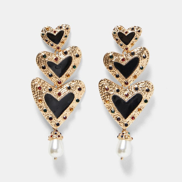 Miwens Za 2019 All Black Color Metal Crystal Acrylic Drop Earrings Lady Girls Handmade Party Statement Jewelry Accessories A568