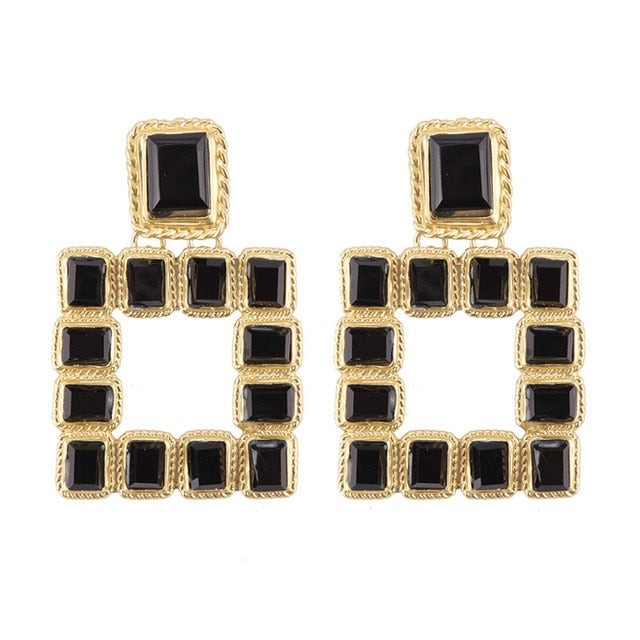 Miwens Za 2019 All Black Color Metal Crystal Acrylic Drop Earrings Lady Girls Handmade Party Statement Jewelry Accessories A568