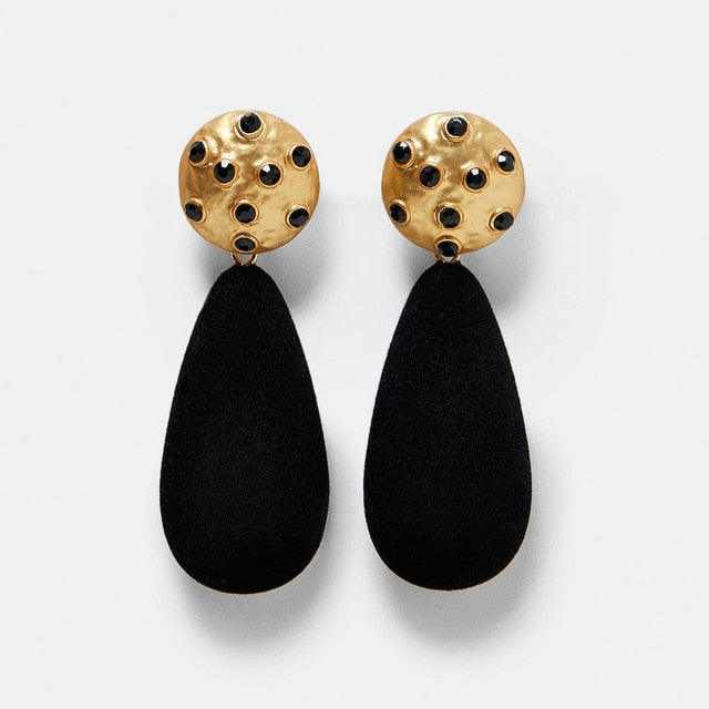 Miwens Za 2019 All Black Color Metal Crystal Acrylic Drop Earrings Lady Girls Handmade Party Statement Jewelry Accessories A568