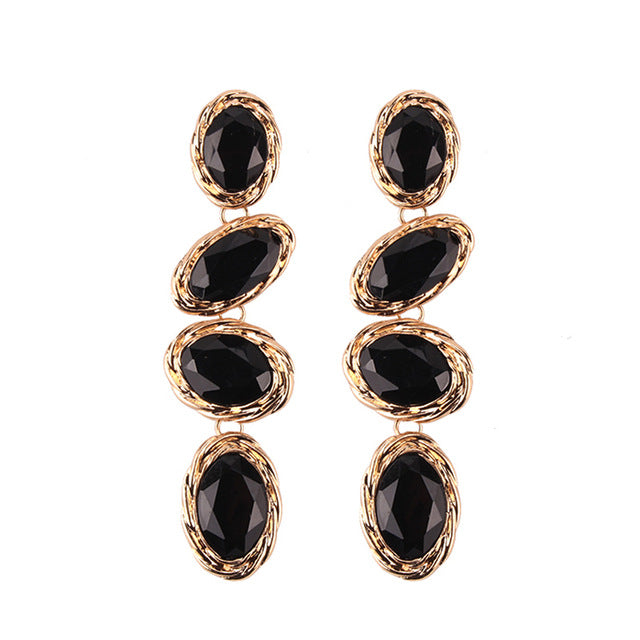 Miwens Za 2019 All Black Color Metal Crystal Acrylic Drop Earrings Lady Girls Handmade Party Statement Jewelry Accessories A568