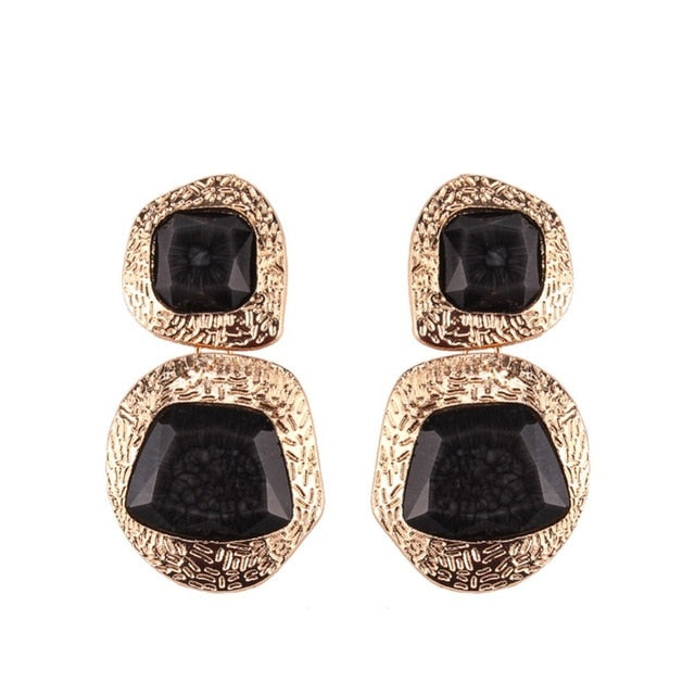 Miwens Za 2019 All Black Color Metal Crystal Acrylic Drop Earrings Lady Girls Handmade Party Statement Jewelry Accessories A568